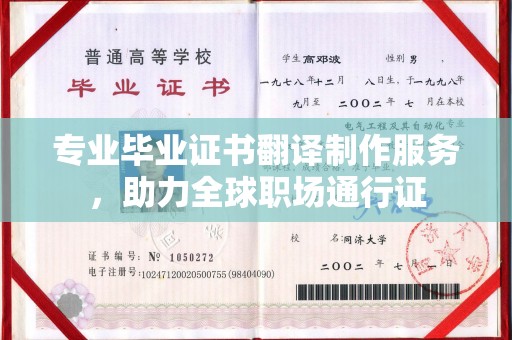 南州专业毕业证书翻译制作服务，助力全球职场通行证